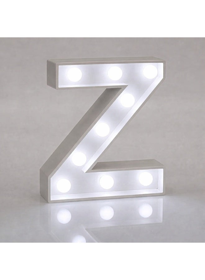 لوحة مضيئة بحرف LED خشبي أبيض (Z)